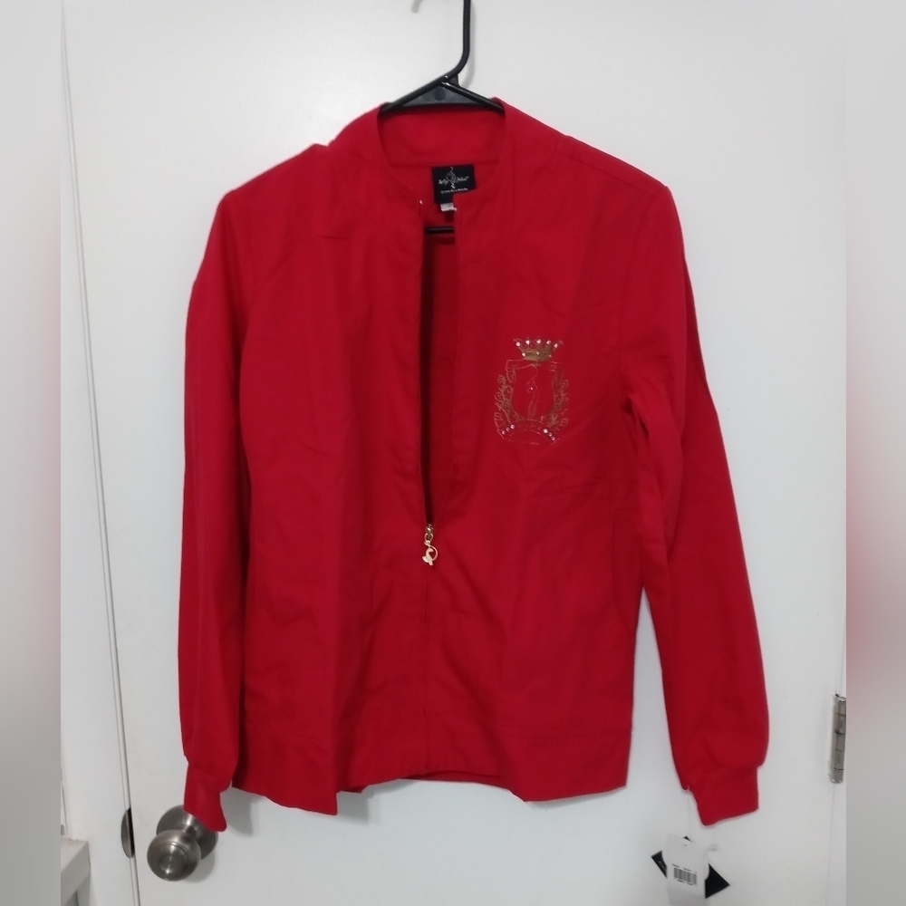Baby phat Full Zip Long sleeve Logo Medical Scrub Jacket SMALL